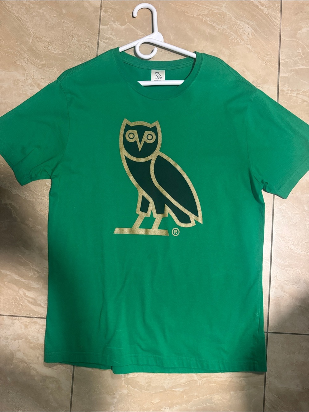 OVO Green Tee with Gold Owl Logo